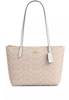 COACH Fiona Zip Tote Bag In Signature Canvas - Sand/White