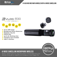 BRICA B-VLOG M30 Mic Mafia Dual Microphone Wireless AI Noise Cancelling with Charging Case Clip-On M