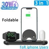 30W 3 in 1 Wireless Charger Stand Pad For iPhone 14 13 12 Apple Watch Fast Charging Dock Station for Airpods Pro iWatch 8 7