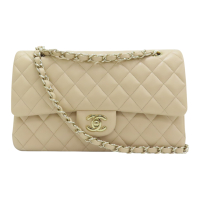 【二手名牌BRAND OFF】CHANEL 香奈兒 米色 菱格紋 羊皮 鍊帶 COCO 25 肩背包 無卡 A01112