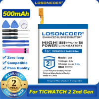100% Original LOSONCOER 500mAh SP372728SE Battery For TICWATCH 2 2nd Gen For TICWATCH E For TICWATCH S WE11056