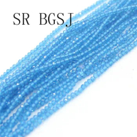 2mm Faceted Sky Blue Jades Gems Stone Spacer Bail Seed Round Loose Seed Beads Strand 15"