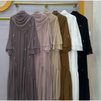 DFM - Zaina Abaya Set Hijab Segiempat Gamis Abaya Wanita Terbaru Bahan Ceruty Armany Baby Doll Full 