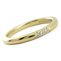 【Tiffany&amp;Co. 蒂芙尼】18K金-鑲三顆鑽Stacking Band Ring婚戒(展示品)
