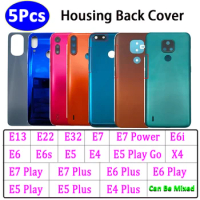 5Pcs ，NEW Back Battery Back Cover Rear Housing Case For Motorola Moto E13 E22 E32 E6 E7 E5 Play Go E6s E7 Power E4 Plus E6i X4