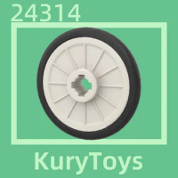 Kury Toys DIY MOC For 24314c01 10pcs Building block parts For Wheel Wheelchair Fixed Black Tire (1-Piece Wheel)