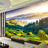 田園風景大自然草原墻紙公司辦公室3D直播空間客廳影視背景墻壁紙