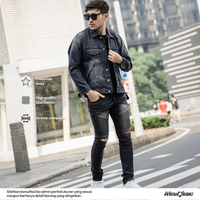 Weird Jeans - Biker Dush Black - Celana Jeans Denim Panjang Pria Slimfit Jeans Dush black,30