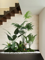 室內樓梯下造景空間轉角仿真綠植盆栽假樹仿真樹景觀植物造景裝飾