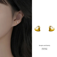 Anting-anting Stud Jantung, Reka Bentuk Mudah, 999 Perak Sterling, Untuk Wanita, Barang Kemas Fesyen