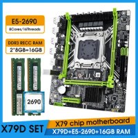 JINGSHA X79 Motherboard Set with Xeon E5 2690 LGA2011 CPU and 2*8GB = 16GB 1600Mhz Memory DDR3 RAM Combos SATA 3.0 NVME M.2 KIT
