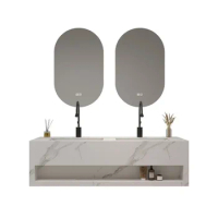 New Modern Minimalist Slate Bathroom Cabinet With Smart Mirror Double Washbasin Bathroom Vanity Cabinet With Sink