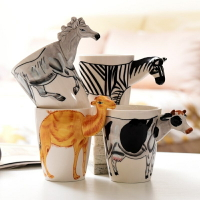 強強滾-咖啡杯牛奶杯彩繪馬克杯可愛卡通造型3D立體動物馬克杯大容量手繪陶瓷喝水杯可愛創意個性