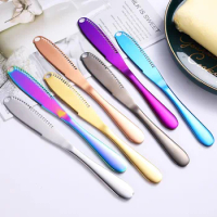 Stainless Steel Butter Knife Kitchen Tools Bread Jam Cheese Grater Cheese Butter Cutter With Hole Wipe Cream Dessert Knife
