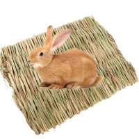 Portable Straw for Small Animal Bunny Woven Household Hamster Sleeping Bed Pet Cage Pad Rabbit Grass Chew Mat Grass Mat