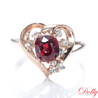 【DOLLY】1克拉 18K金天然尖晶石鑽石戒指(006)