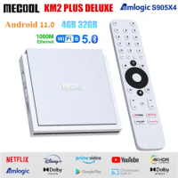 MECOOL KM2 PLUS Deluxe ATV Box Netflix 4K HDR Android 11 Amlogic S905X4 4GB 32GB 2.4G/5G WiFi6 1000M BT5.0 Support Prime Video