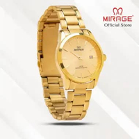 Mirage Jam Tangan Pria Analog 8884 M Gold Original Stainless Plat Gold