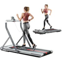 2 in 1 Folding Treadmill,Under Desk Treadmill for Home Small with Handle,Wide Belt,Smart Foldable 265 Lbs Freight free