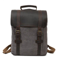 Vintage Leather Backpack Canvas backpack Fashion Men backpack women school backpack school bag bagpack rucksack mochila