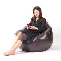 Leather Lazy Sofa Chair Without Filling Creative Bean Bag Living Room Bedroom Office Outdoor Furniture Relax Sofa Bean Bag Cover