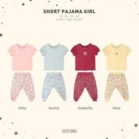 BOHOPANNA - SHORT PAJAMA GIRL - BAJU TIDUR ANAK - SETELAN ANAK PEREMPUAN 7-8Y BUNNY