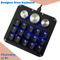 Macro Encodes Keyboard 15 Keys Photoshop Functions Programmable Knob Mechanical Keypad VIA Programming QMK Designer Keyboard