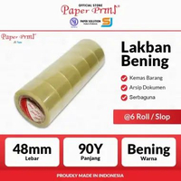 Lakban Bening Packaging Tape Paperpryns 2 Inci 48mm X 90 yard (@1 Pack isi 6 Roll)