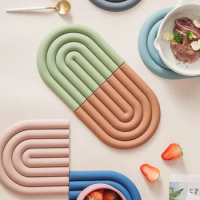 Rainbow Silicone Table Mat Coaster Hot Dishes Pot Holder Placemat Multipurpose Pot Holders for Kitchen Heat Resistant Pan Pads