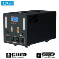 BYGD Portable Power Station 5000W 7000Wh Solar Generator 220V Portable Power Bank Fast Charging for Car Tesla EV, Camping Trip