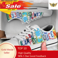 License Plate Camper Queen New Sneaker Woman's Autumn Lace-up White Shoe Soft Canvas Shoes Breathable Student Casual Shoes