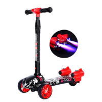 2022 Customized Cheap 3 Wheels Electric Folding Scooter Spray Bubble Kids Kick Toddler Foot Scooters For Christmas Gift