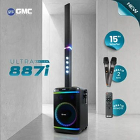 GMC Speaker 887i – Ultra Edition – Speaker 15", 300W, Tower Speaker 2-in-1, Termasuk 2 Mic UHF, Blue