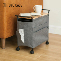 【日本TOYO CASE】木質桌板移動式多功能收納邊桌-DIY-2色可選(移動式側桌/活動邊桌/茶几桌推車)