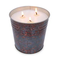 Vintage Iron Bucket Aromatherapy Candles Essential Oil Smokeless Soybean Wax Fragrance Scented Candle With Three Core for Home