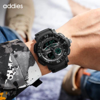 NEW ADDIES Brand Military Men's Watch Dual Display Dial Outdoor Sports Watches Waterproof 30M Luminous Hand Wristwatches