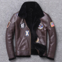 High 100% Original Ecological Imported Lamb Fur Coat One piece Flight Suit Multi standard Embroidery Fur Genuine Leather Jacket