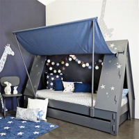 ProCARE Custom Colors Bedroom Furniture Wooden 9 Years Kids Children Bed Set Tent-Shape Bed With Trundle
