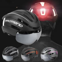 Bicycle Helmet Helmet Integrated Molding with LED Warning Light Adjustable Mountain Cycling Fixture