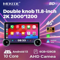 MEKEDE 10 Cores QLED 2K Touch Screen Android Auto Radio Multimedia Video System Wireless Carplay Auto Universal Car Stereo 11.8"