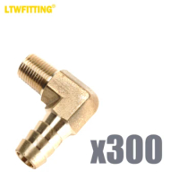 LTWFITTING 90 Degree Elbow Brass Barb Fitting 3/8 ID Hose x 1/8-Inch Male NPT Fuel Boat Water(Pack of 300)