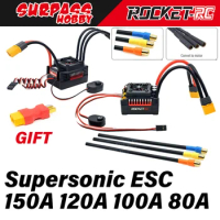 Surpass Hobby Supersonic Waterproof Brushless ESC 150A 120A 100A 80A 60A KK Speed Controller XT60 Plug for 1/7 1/8 1/10 RC Car