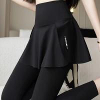 2025 [New Hot Sale] Yoga Pants Women High Waist Hip Lift Fake Two-Piece Fitness Long Pants Outdoor R