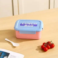 OEM SK-C1381 Kotak Makan Siang Anti Tumpah 4 Sekat Free Sendok / Lunch Box Bento Ada Wadah Saos Temp