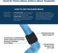 Trainers Choice Golfers Elbow Brace & Tennis Elbow Brace - Golf & Tennis Elbow Brace For Men & Women