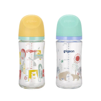 【Pigeon 貝親】第三代母乳實感玻璃奶瓶240ml(玻璃奶瓶 寬口 防脹氣孔 吸附線)