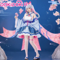 Kamisato Ayaka Doujin Cosplay Game Genshin Impact DokiDoki-R Kamisato Ayaka Costume Women Cute Pink Blue Kimono Dress