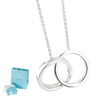 【Tiffany&amp;Co. 蒂芙尼】925純銀-1837雙戒環大墜飾頸鍊項鍊
