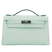 HERMES 愛馬仕MINI Kelly一代（20cm/氣泡綠/銀釦/W刻）