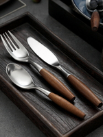 304不銹鋼刀叉套裝西餐餐具三件套 木柄牛排刀叉子勺子